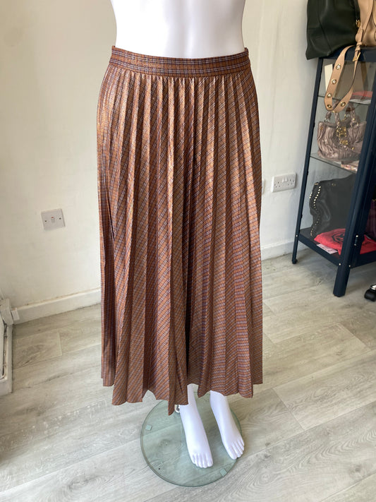 Mango Tartan Pleated Midi Skirt Size XS