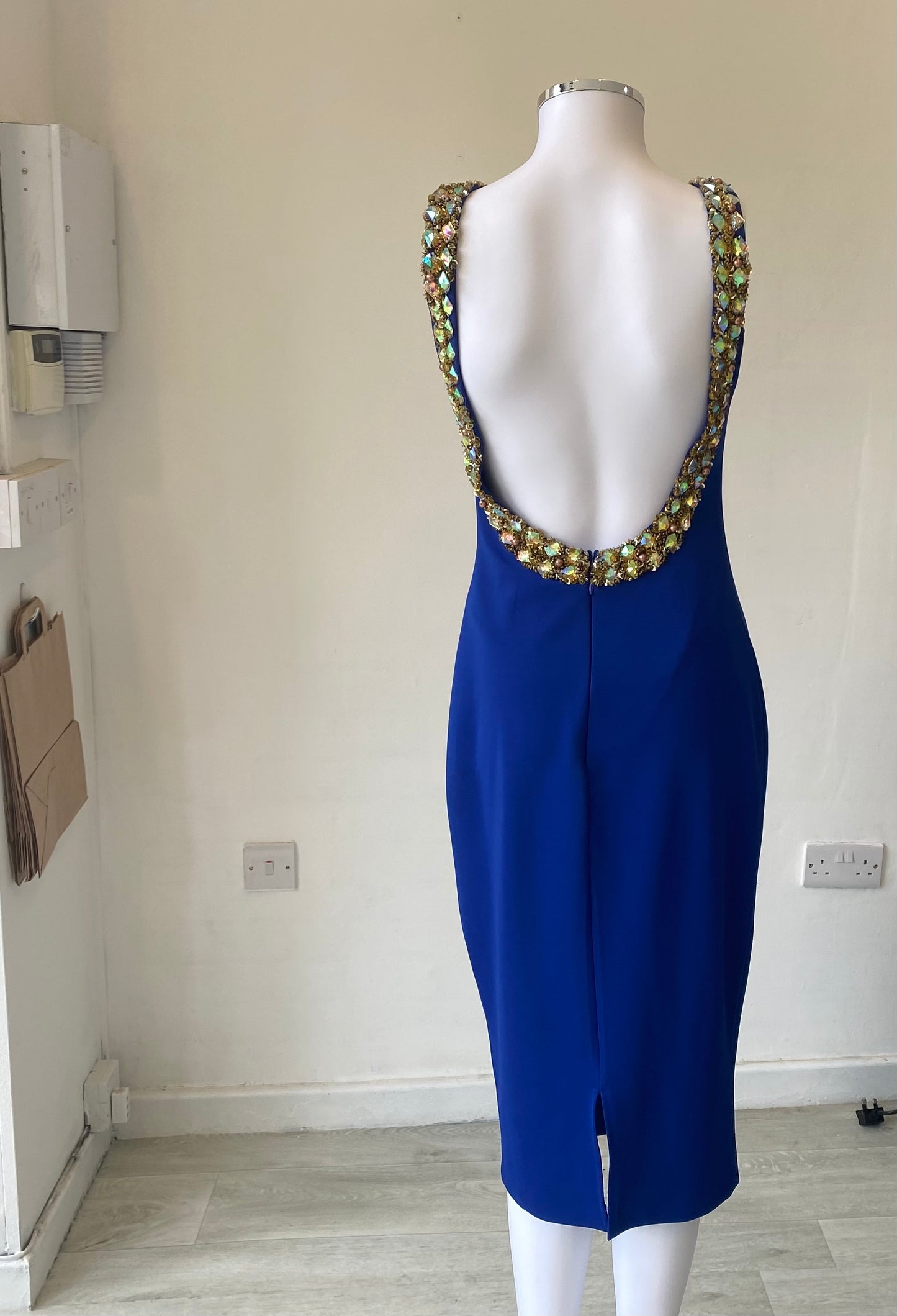 Pia Michi Blue Backless Dress Size 10