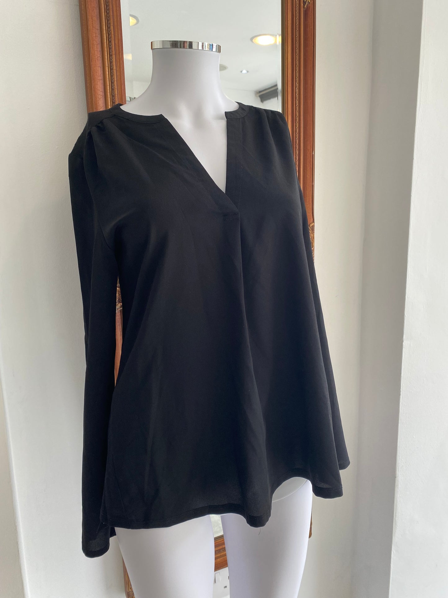 French Connection Black V Neck Top Size 8-10