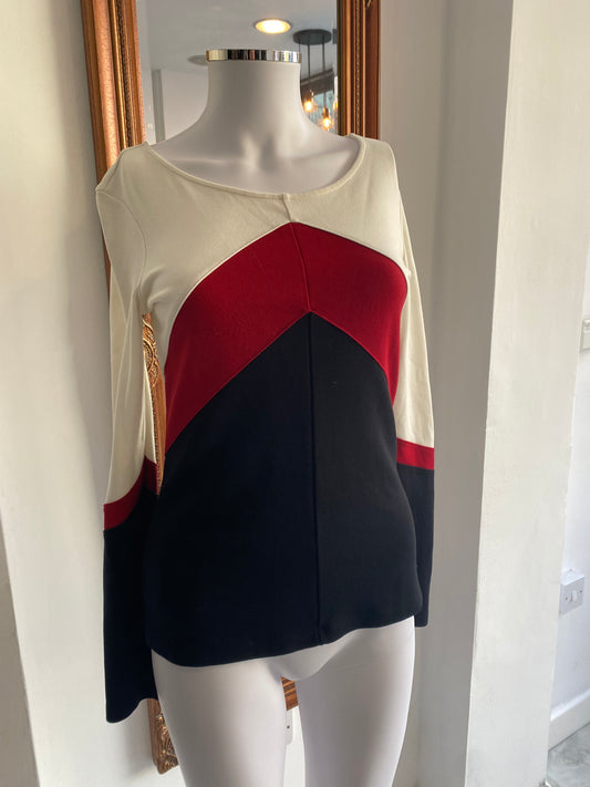 Karen Millen Chevron Top Red Blue Size 10