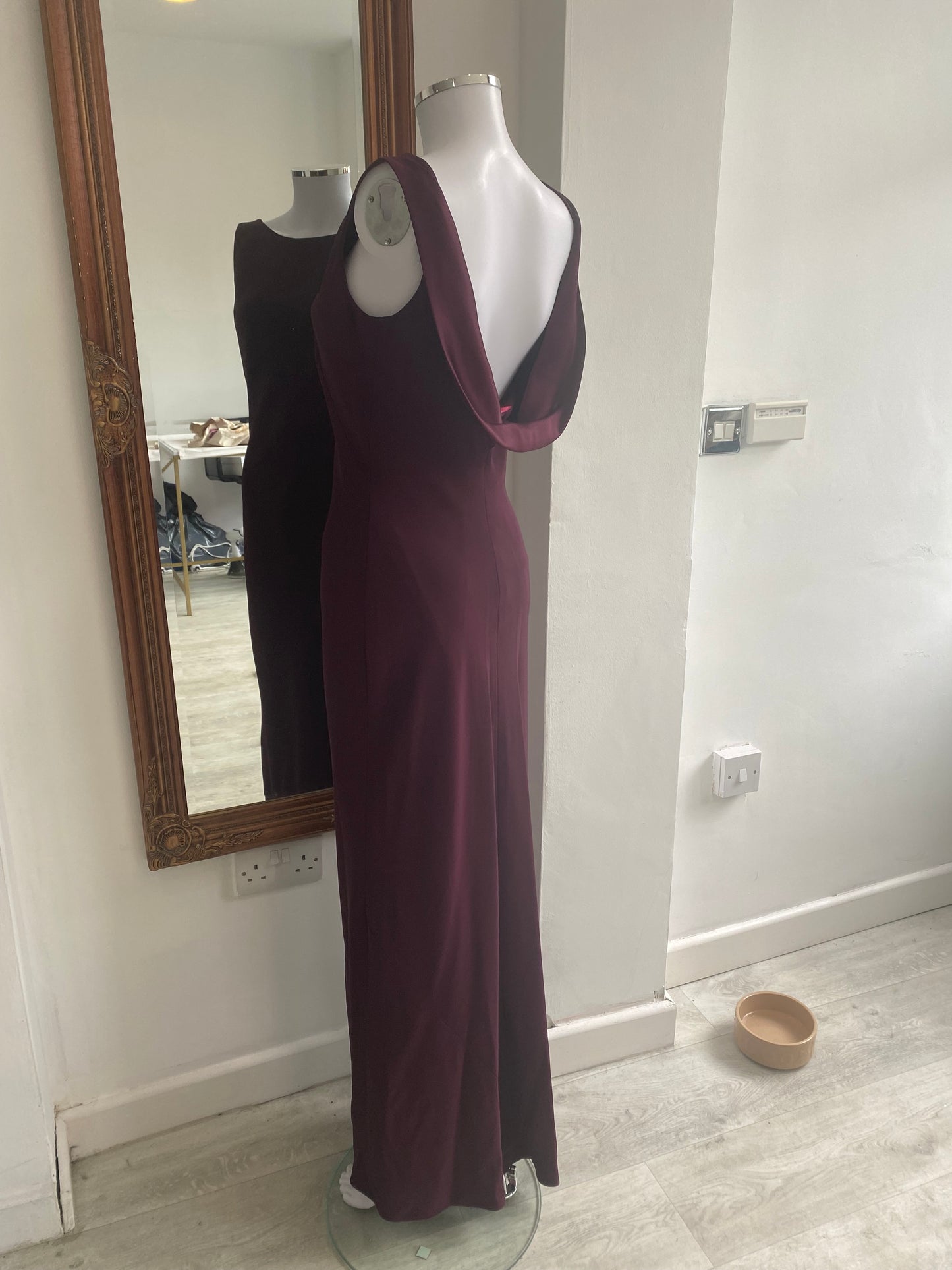 Monsoon Cowl Back Dress Maroon Size 10