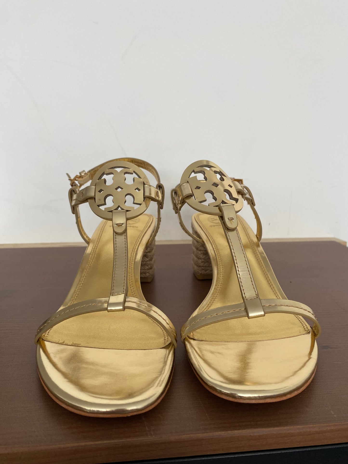 Tory Burch Gold Miller Sandals Size 7