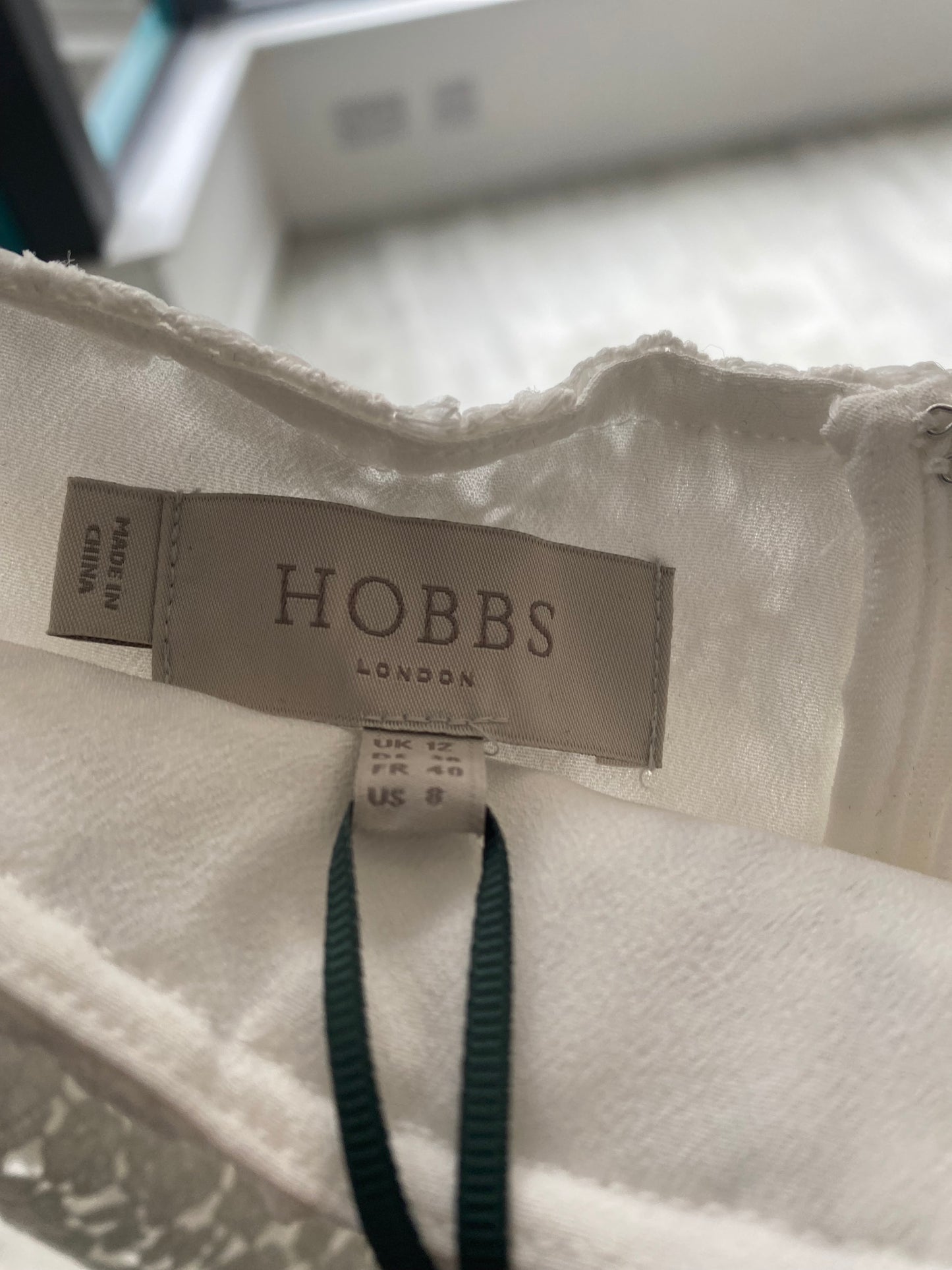 Hobbs White Lace Off Shoulder Dress Size 12