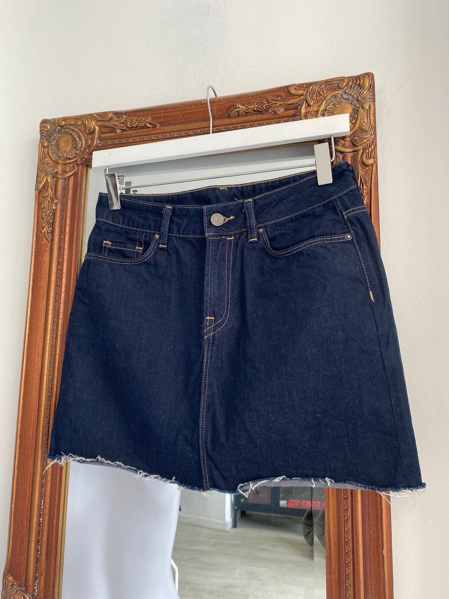 All Saints Dark Blue Denim Skirt