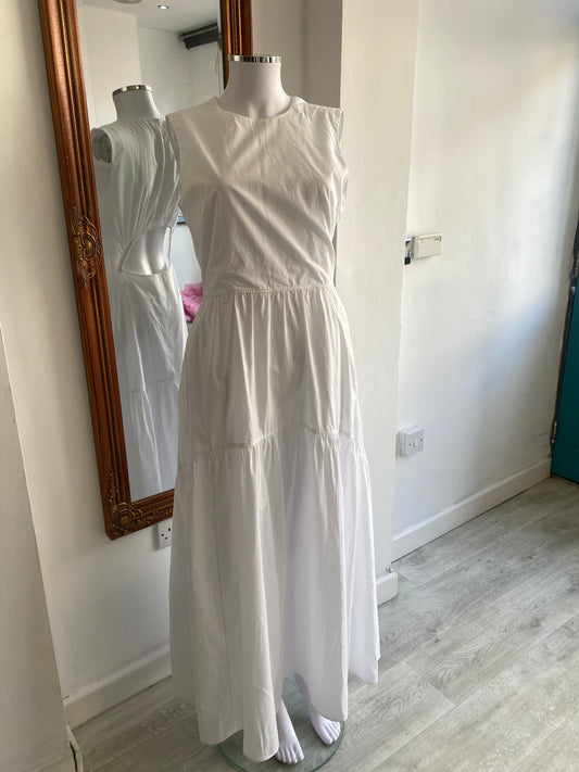 COS White Maxi Dress with Cut Out Back Size 10