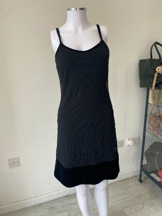 LM Lulu Black Velvet Dress Size 8