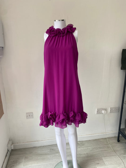 Ted Baker Pink Ruffle Dress Size 12-14