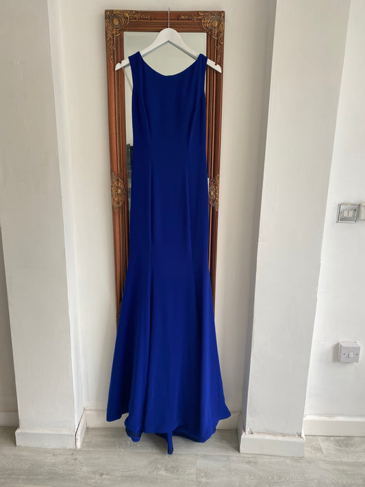 Pia Michi Royal Blue Gown with Bow Detail Prom Dress Size 8
