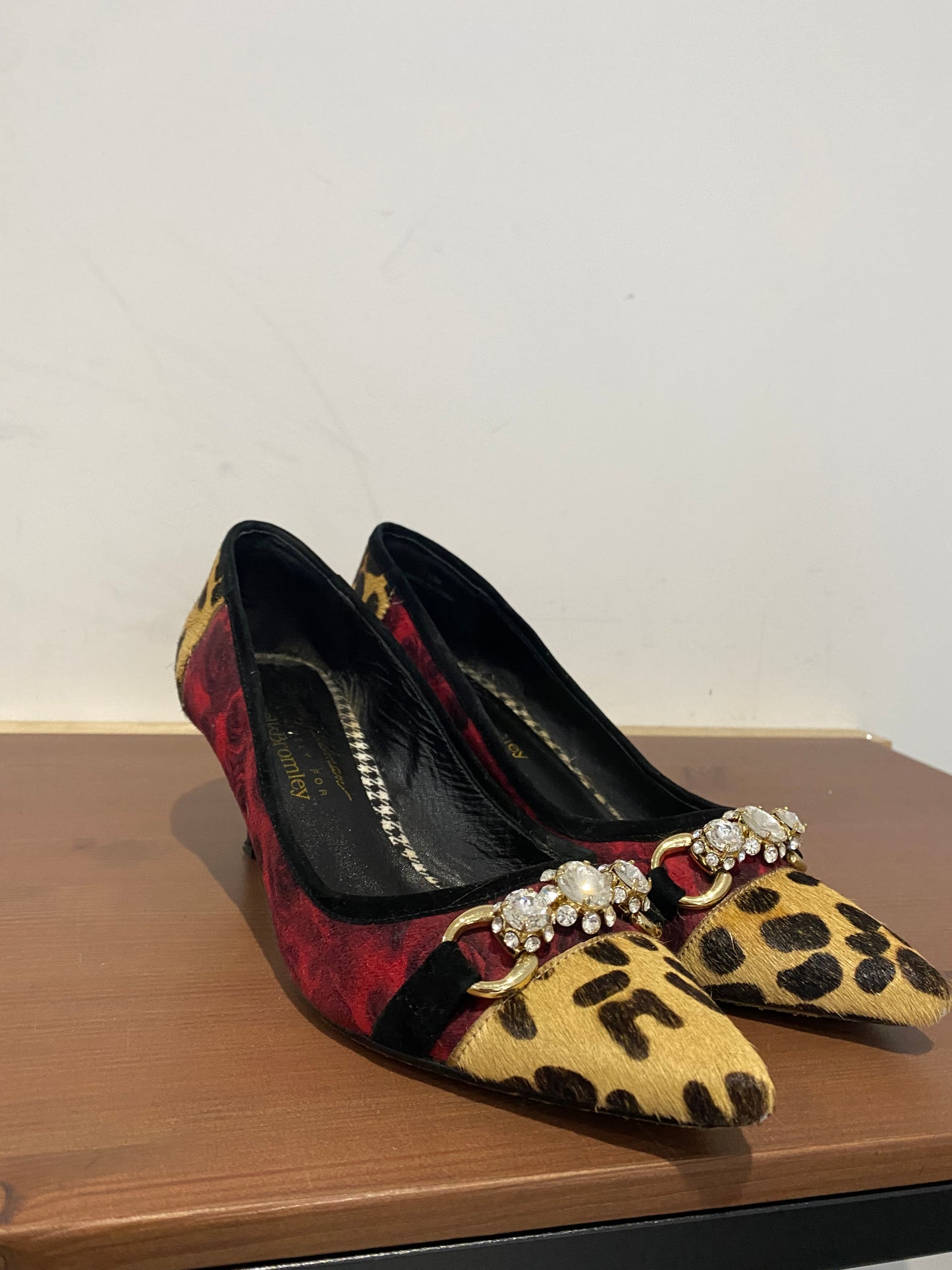 Russell and Bromley Beverley Feldman Leopard Print Contrast Heels with box Size 5.5