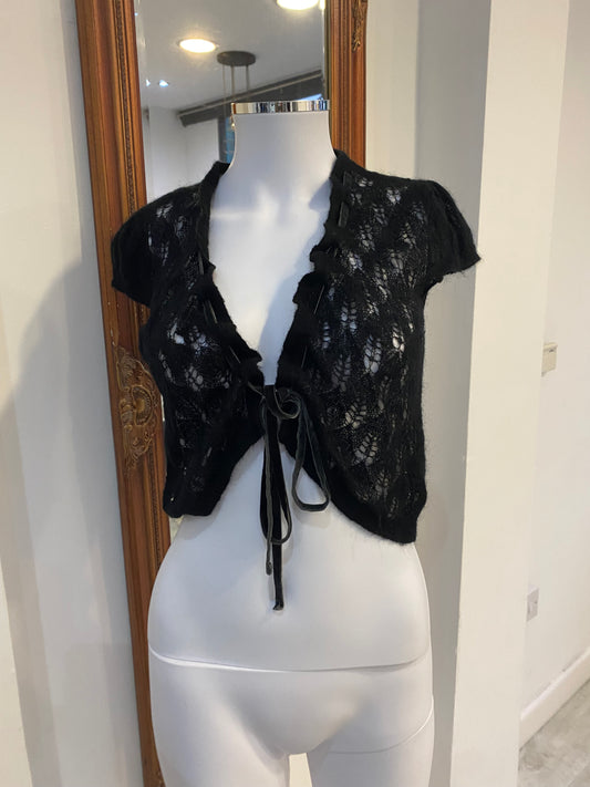 Ted Baker Black Knitted Bolero Cardigan Top Size 8