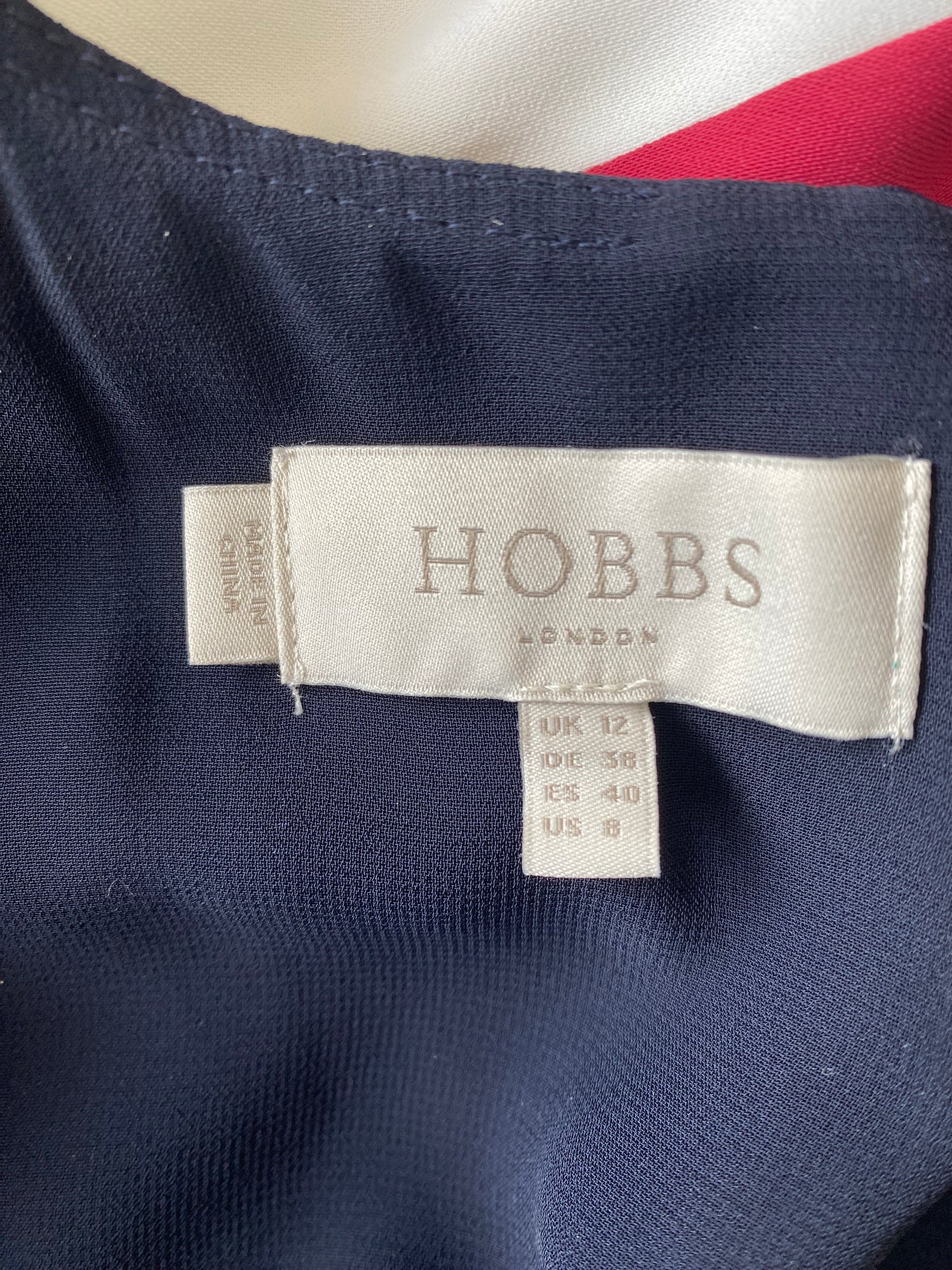 Hobbs Red Blue and White Striped Dress Size 12