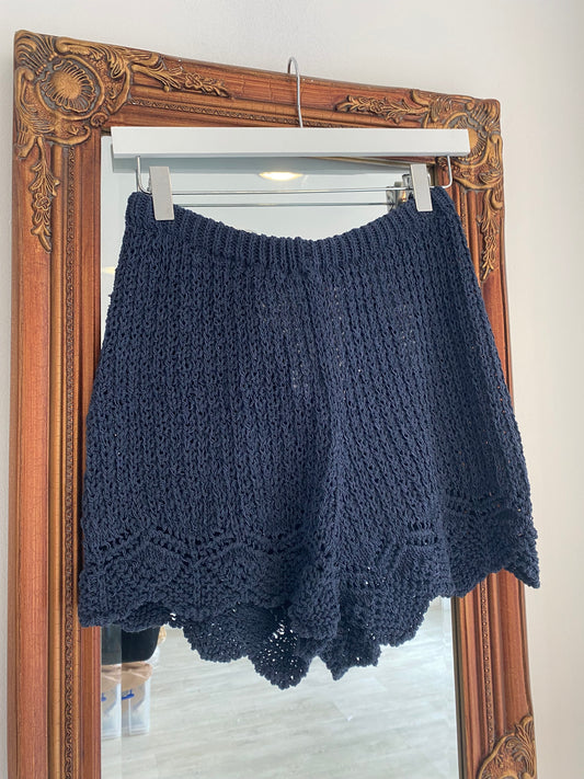 Zara Blue Crochet Shorts Size M With Tags