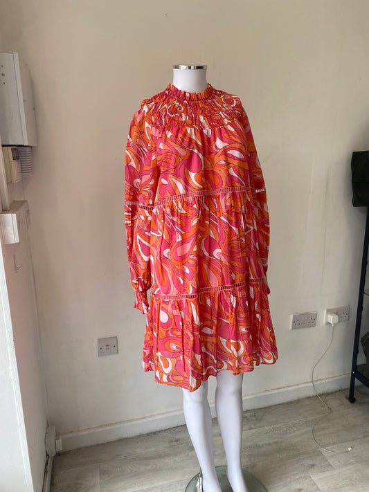 Michael Kors Orange Patterned Dress Size 8-10