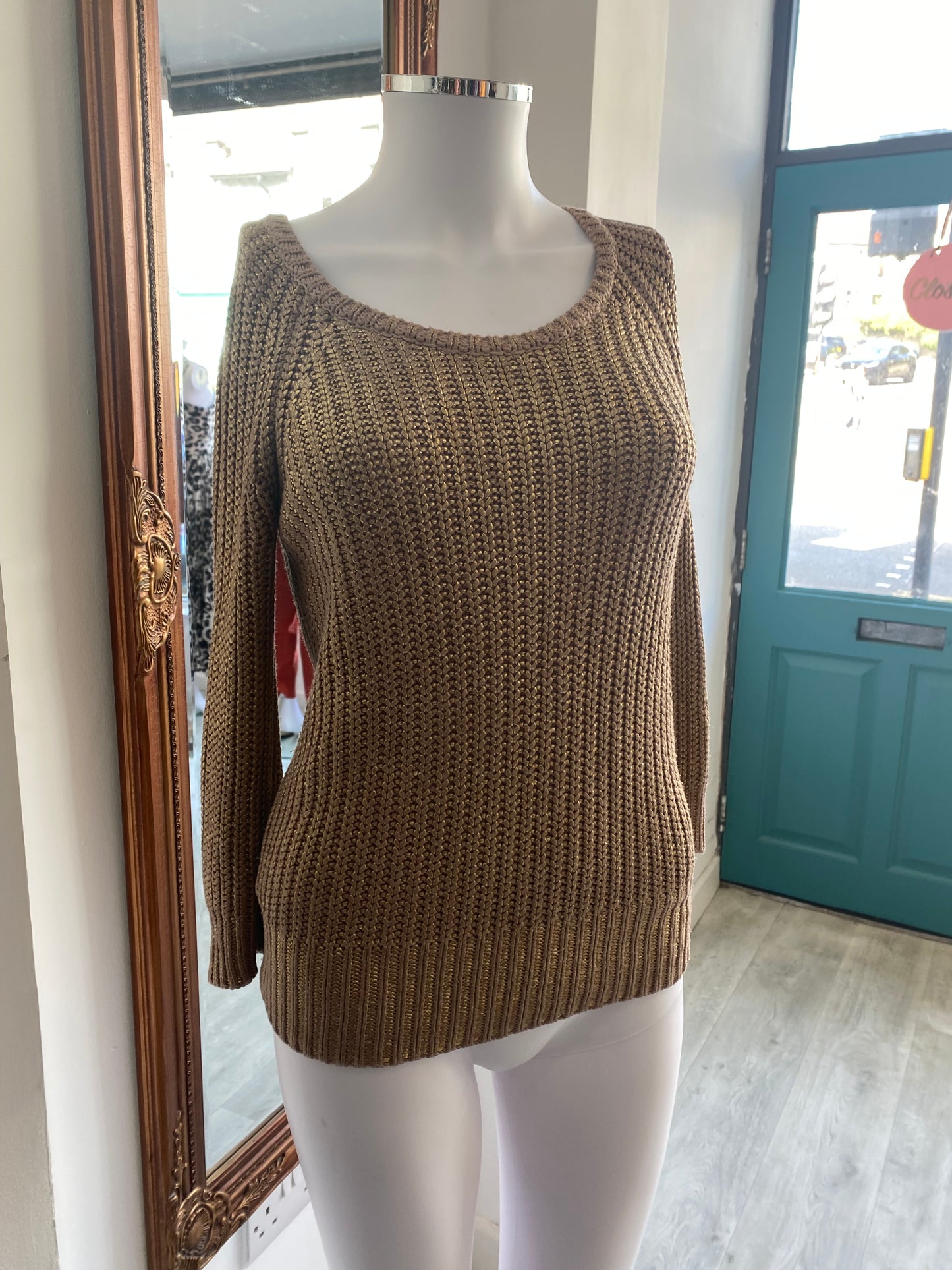 Whistles Metallic Gold Jumper Size 10