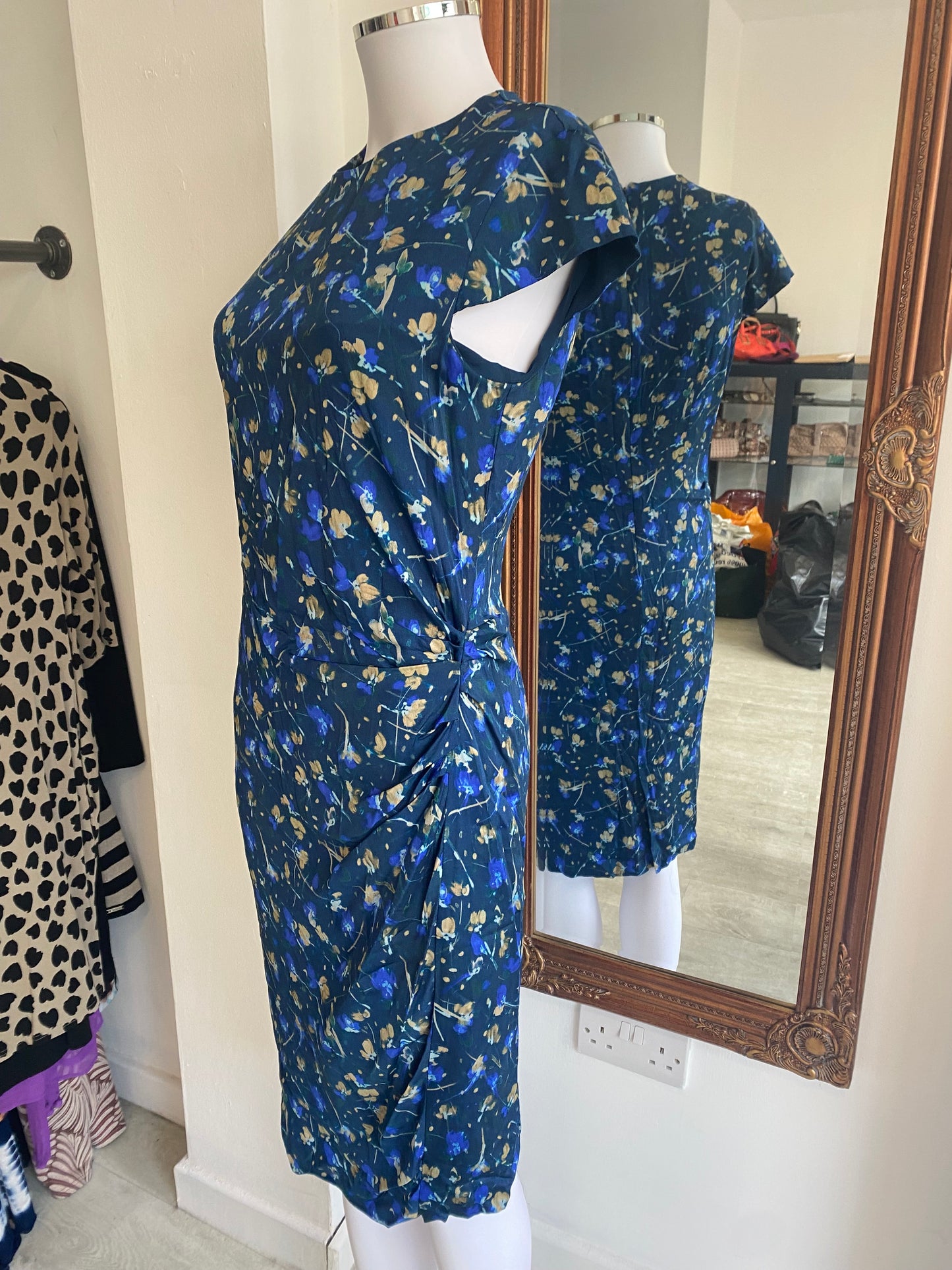 Jigsaw Blue Floral Print Dress Size 10