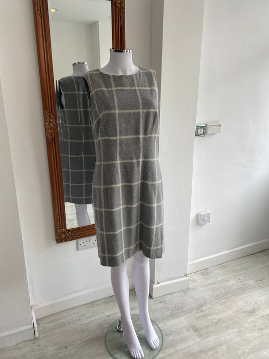 Hobbs Grey Checked Wool Blend Dress Size 12
