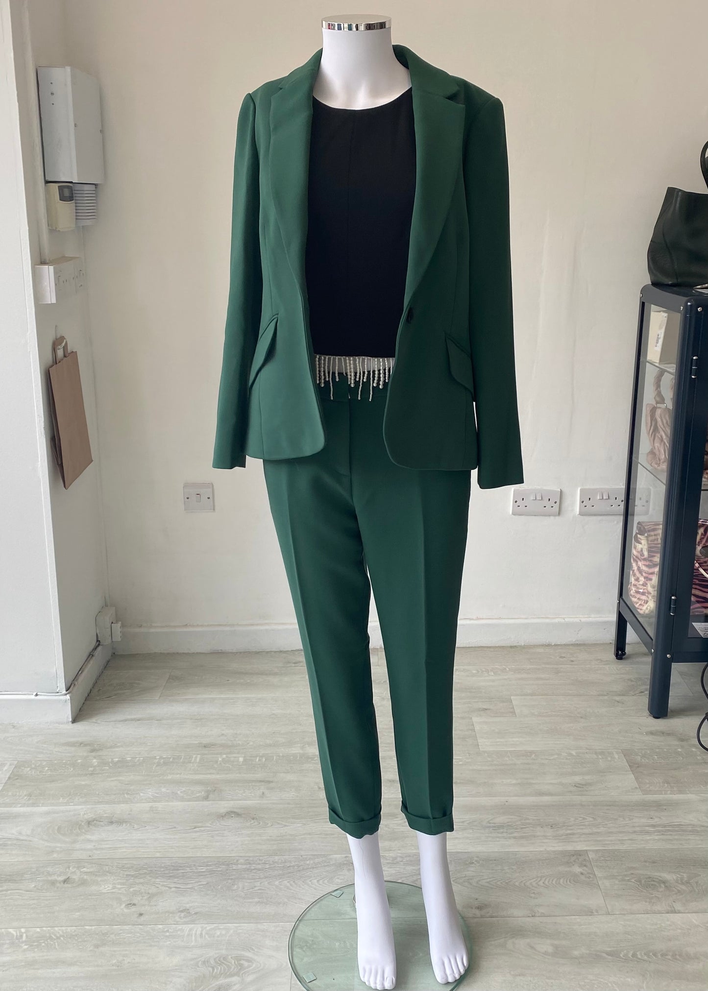 Hobbs Trouser Suit Bottle Green Size 10