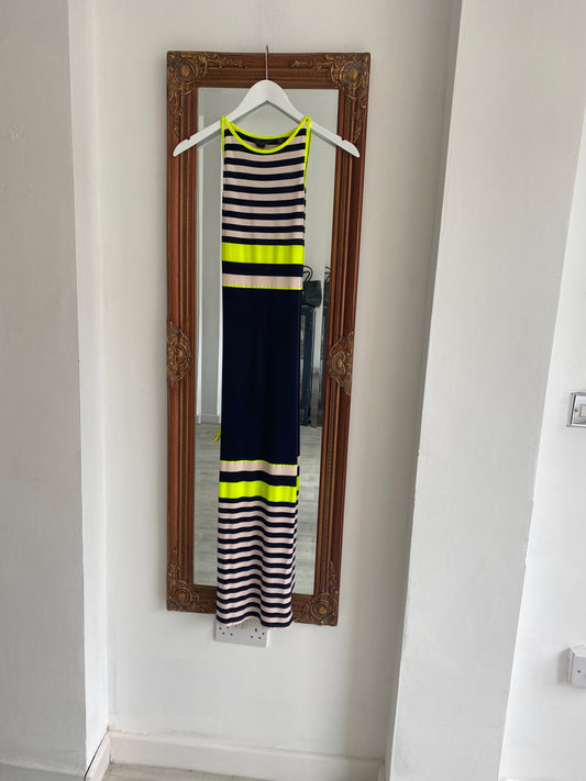 Ted Baker Belted Striped Maxi Dress Size 8