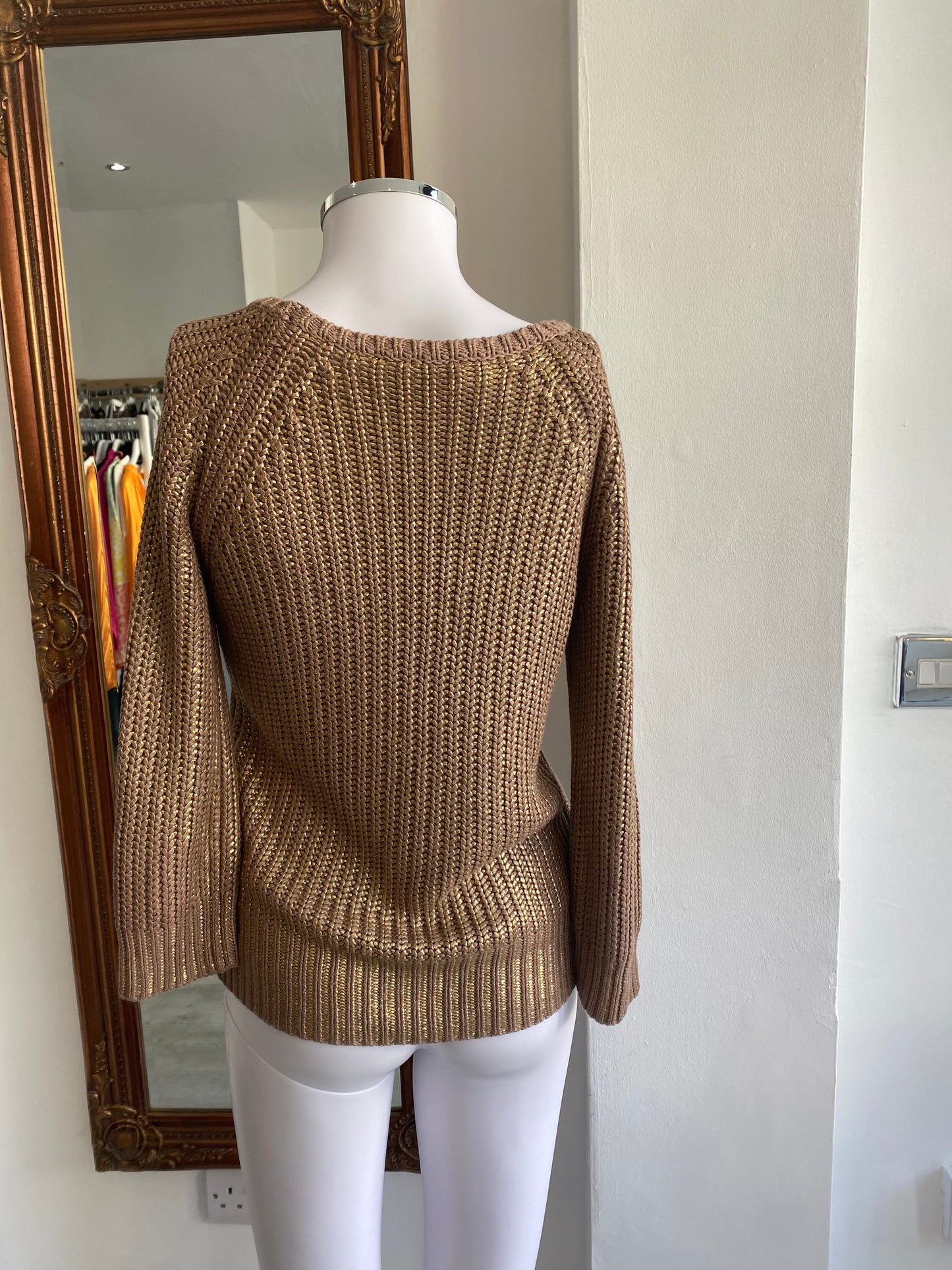 Whistles Metallic Gold Jumper Size 10