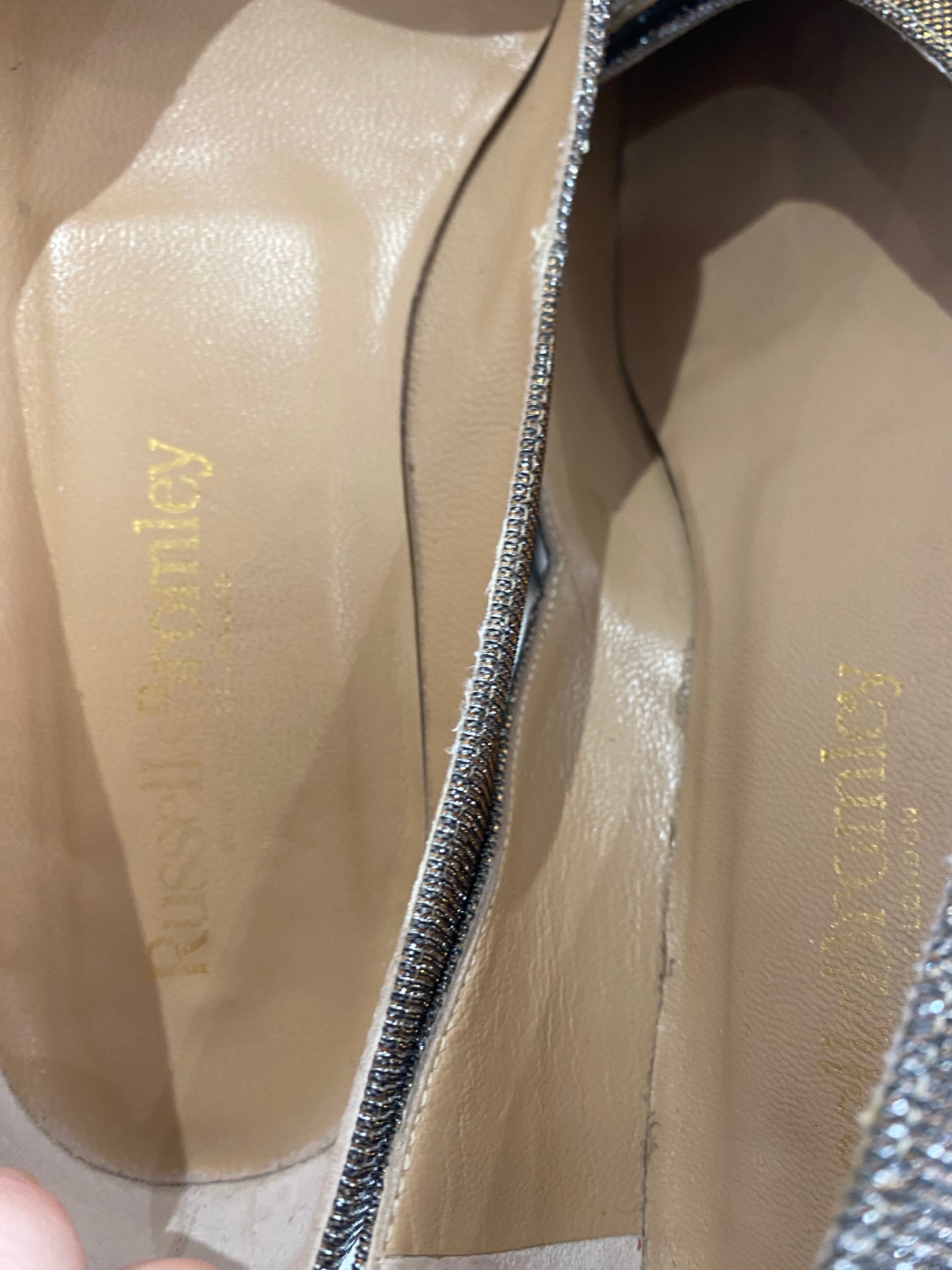 Russell and Bromley The Frame Gold Shimmer Loafers with Box Size 5