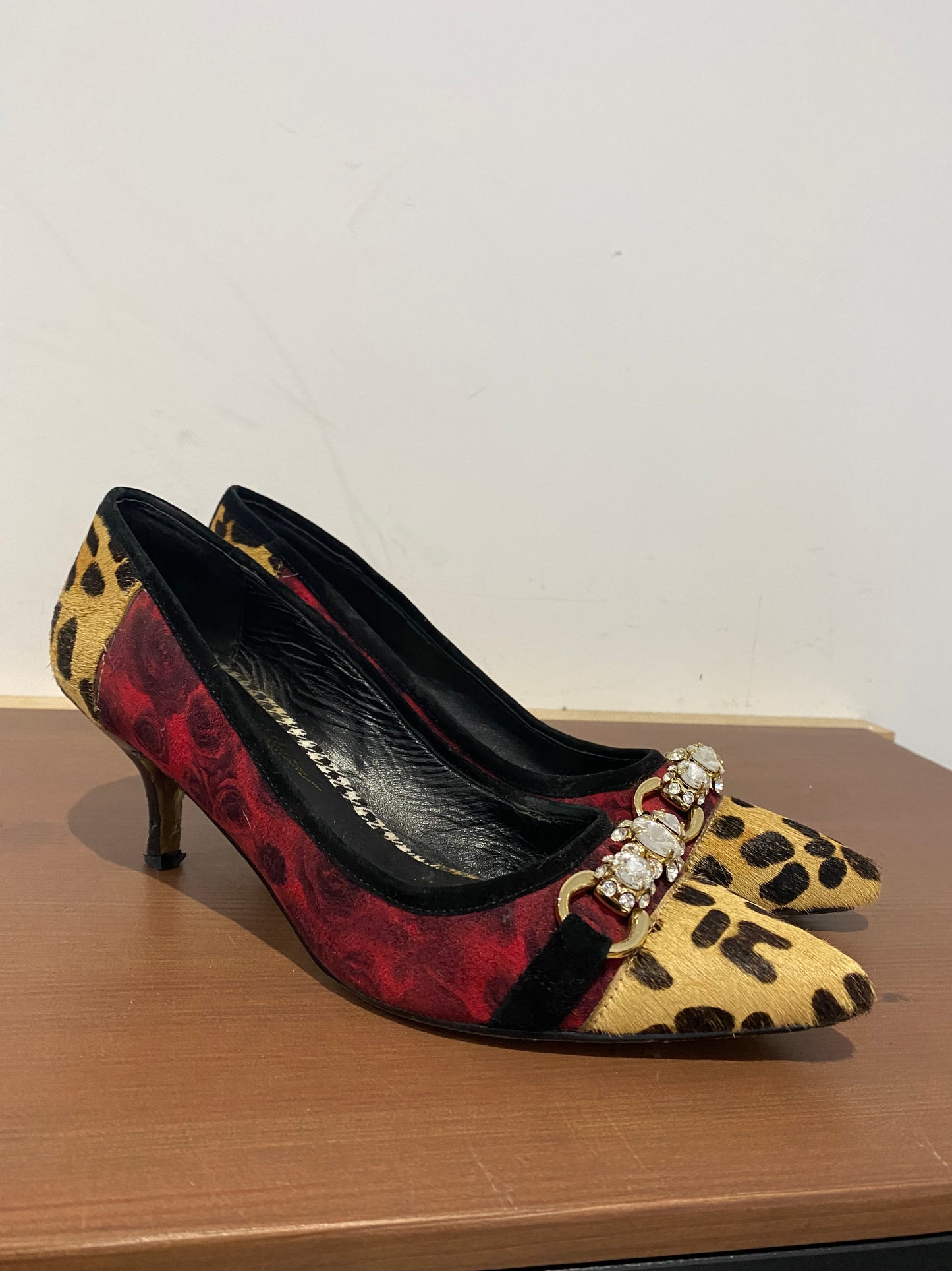 Russell and Bromley Beverley Feldman Leopard Print Contrast Heels with box Size 5.5