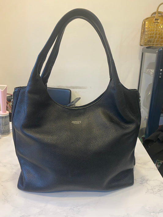 Osprey Black Leather Shoulder Handbag