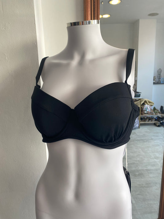 Seafolly Black Bikini Top Size 12 DD New with Tags