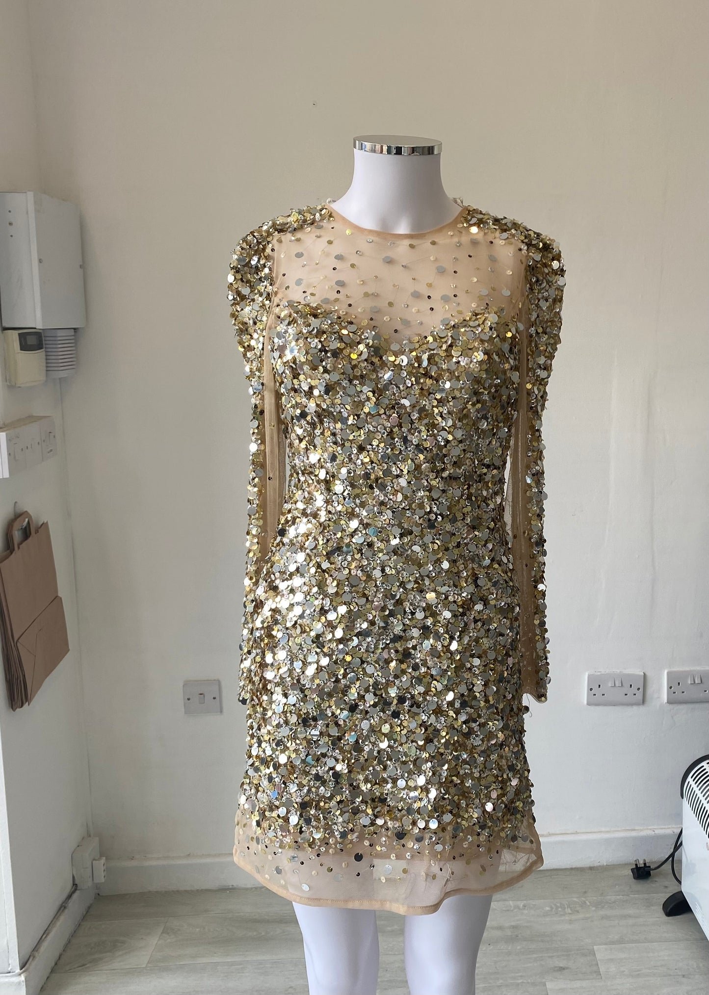 Sherri Hill Gold Sequin Dress Size 6
