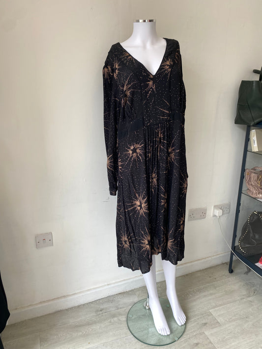 Monsoon Black Dress with Star Print Size 20