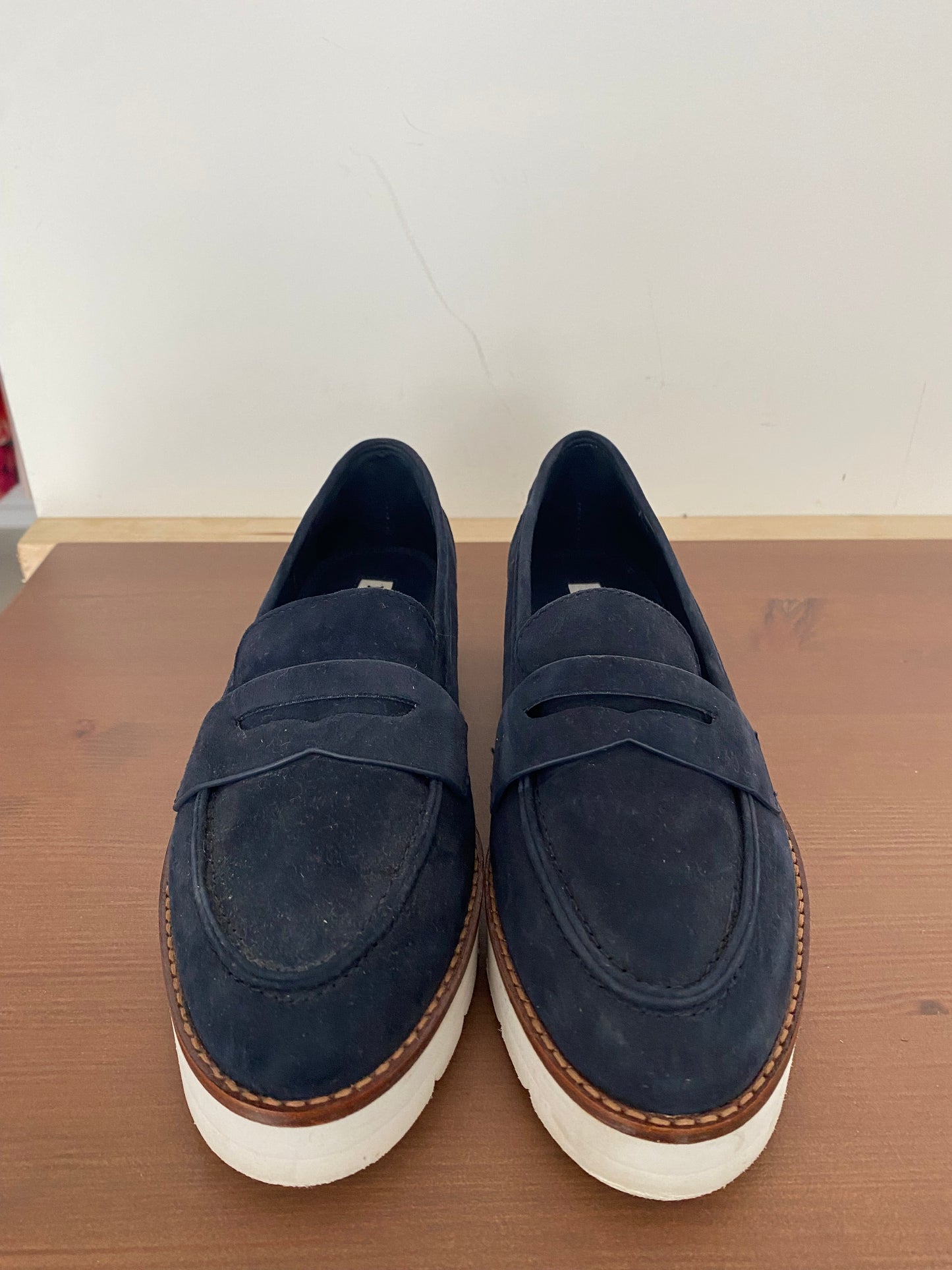 Dune Blue Suede Loafers Size 4