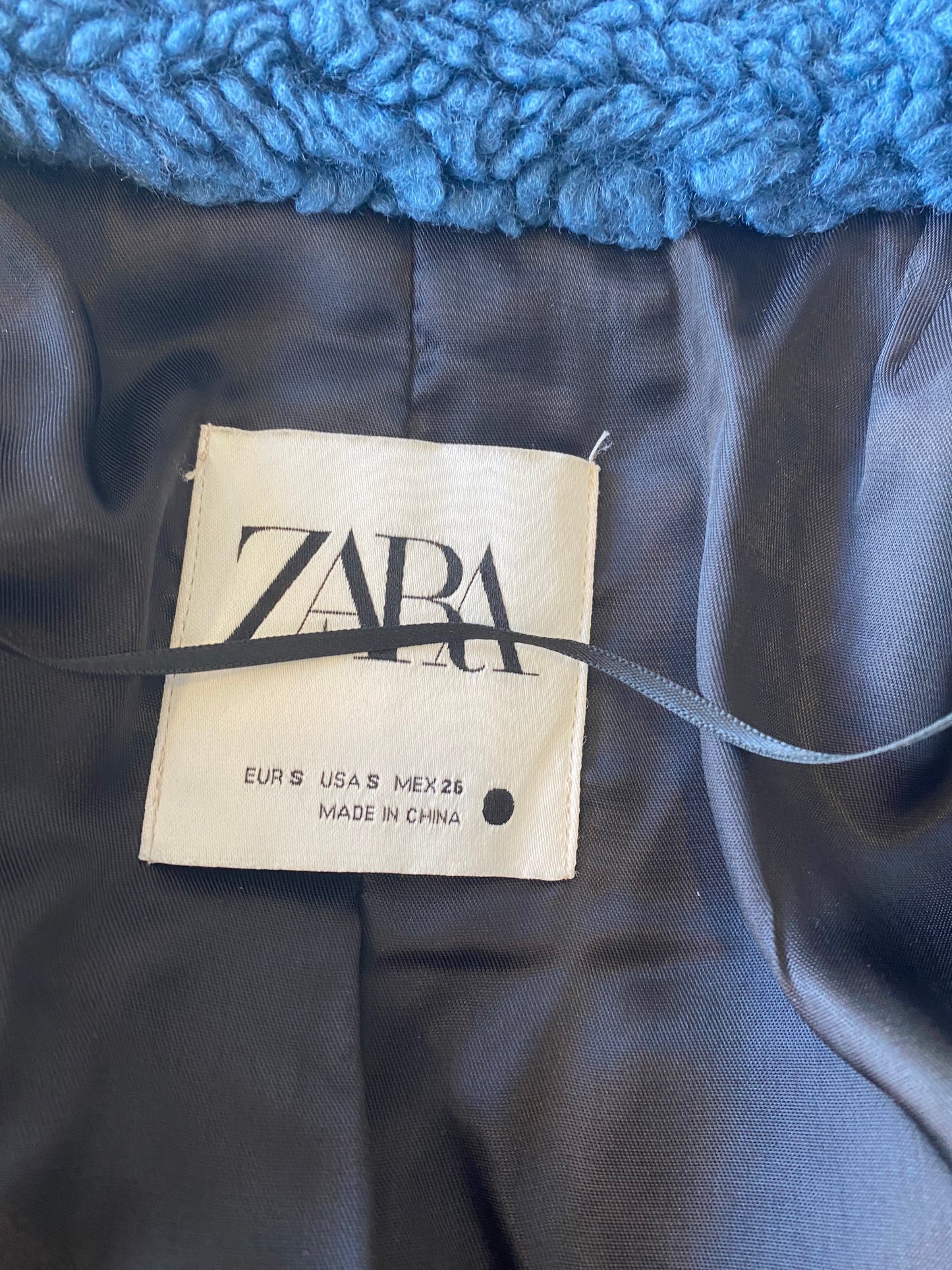 Zara Colbert Blue Teddy Coat Size Small 8-10