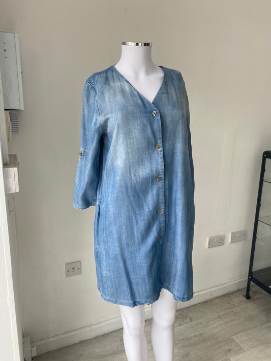 Velvet Heart Button Up Blue Denim Look Dress Size XS 8