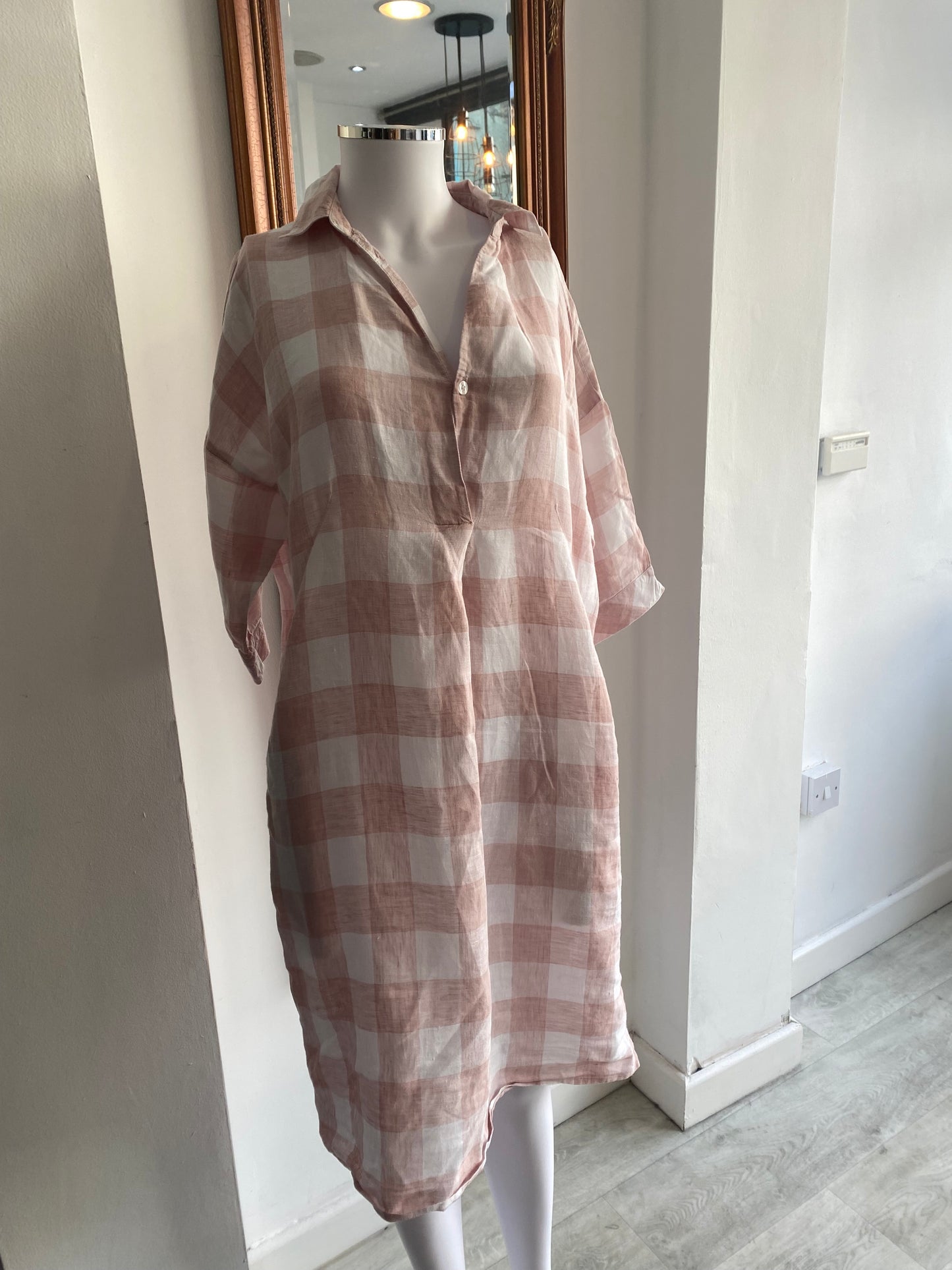 Whistles Pink Striped Linen Dress Size Small 8-10