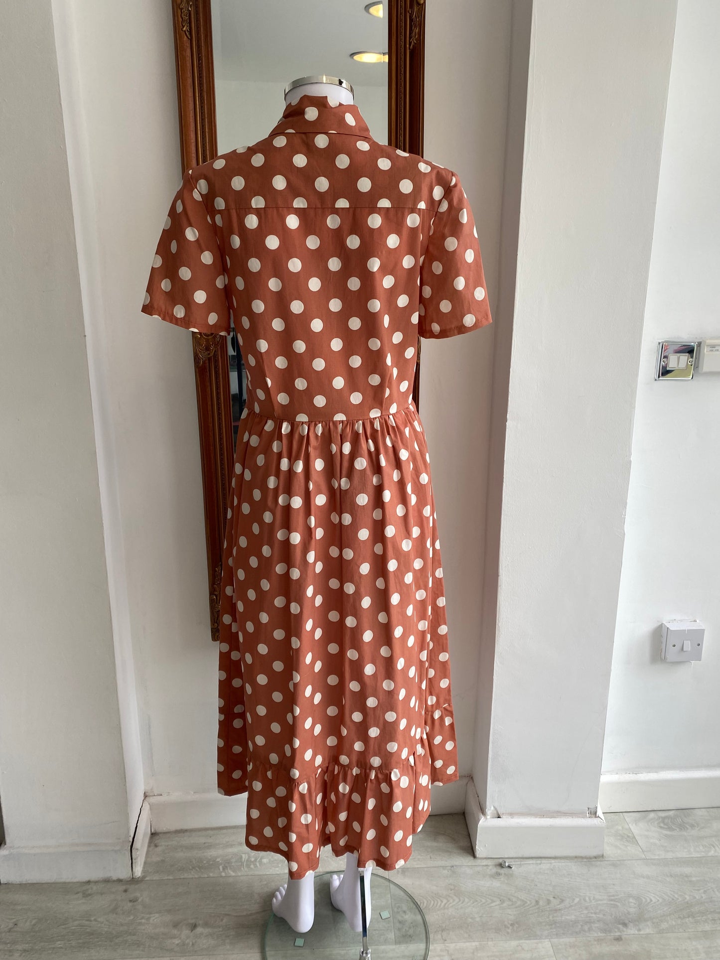 Plum and Pigeon Brown Polka Dot Maxi Dress Size 12