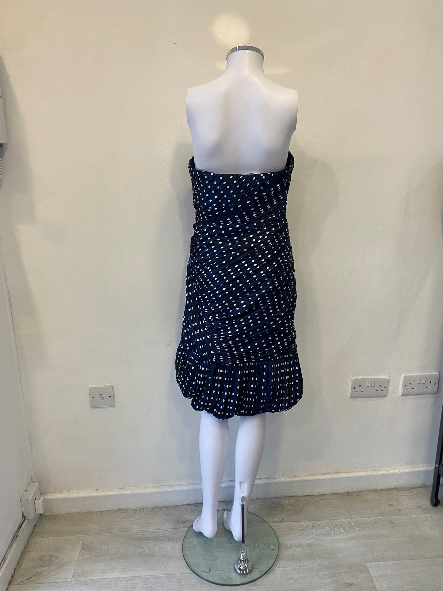 Tory Burch Strapless Navy Spot Dress Size 12