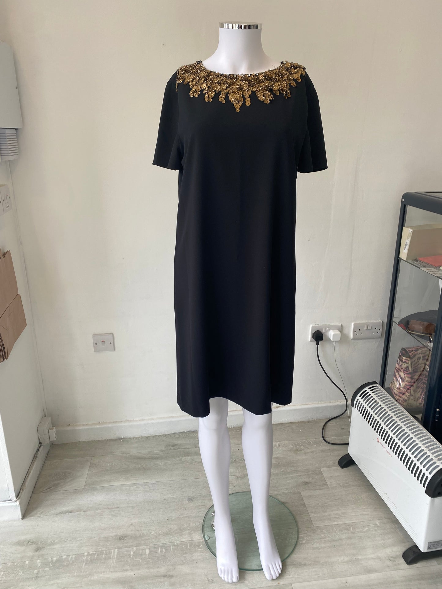 Alice and Olivia Black Dress with Sequin Collar Size 10