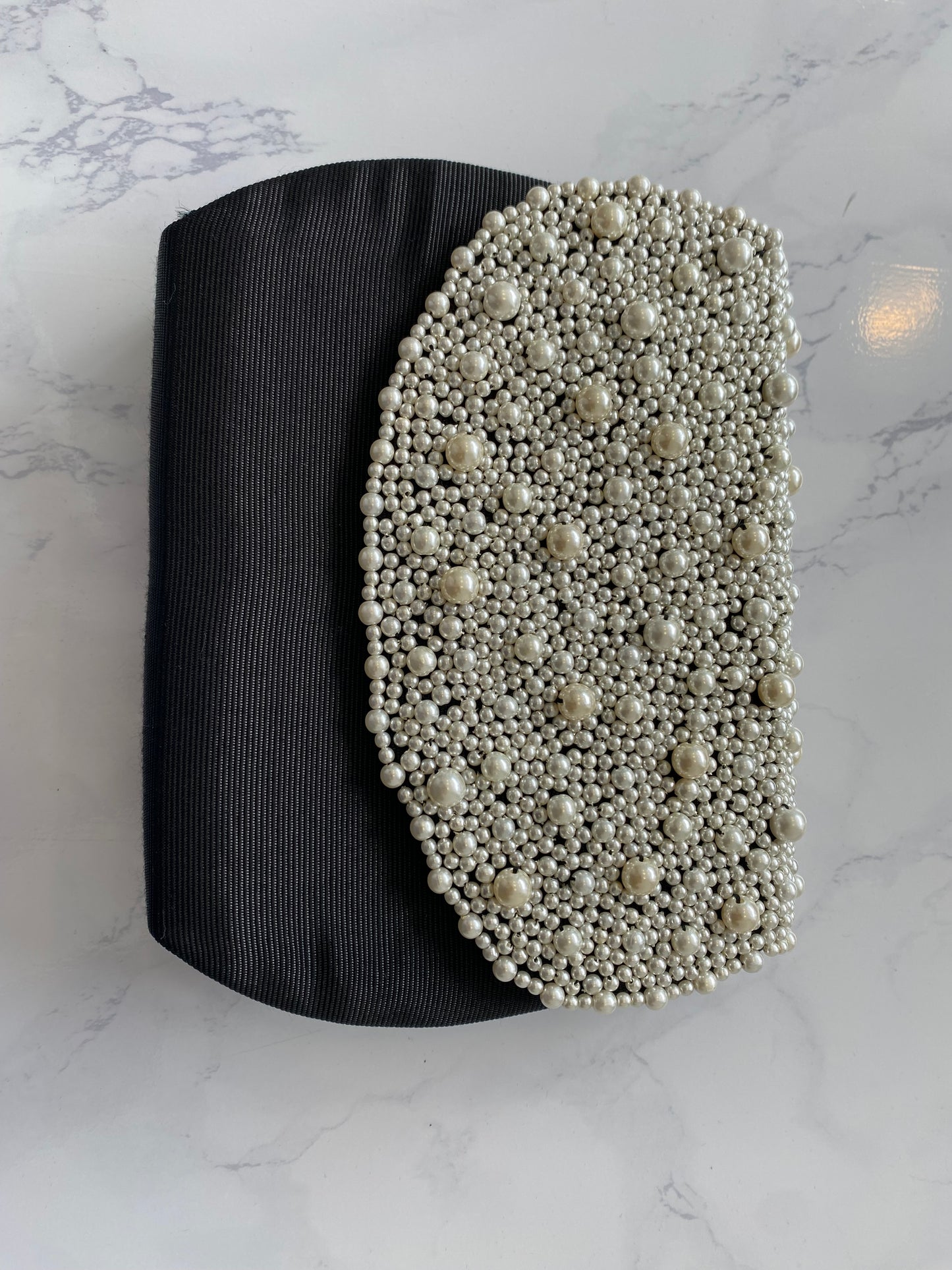 Black Clutch Bag with Pearls