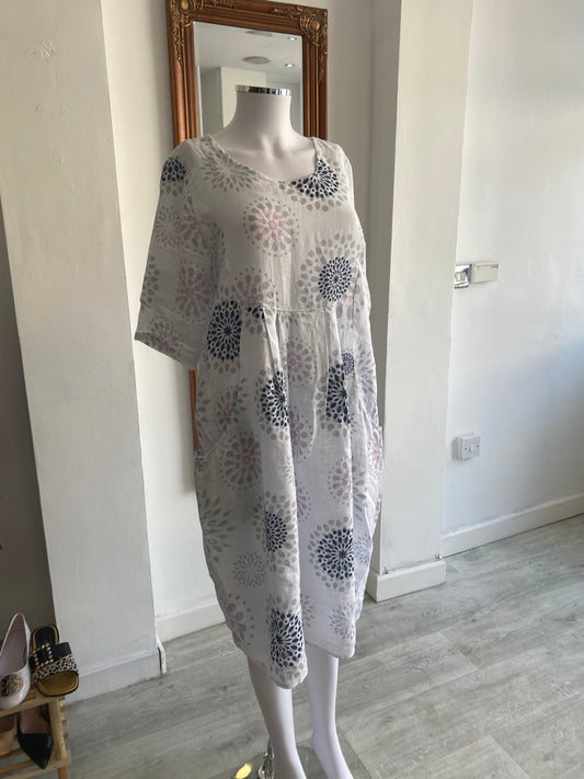 Luca Vanucci Linen Patterned Dress Size Small Would Fit 8-14