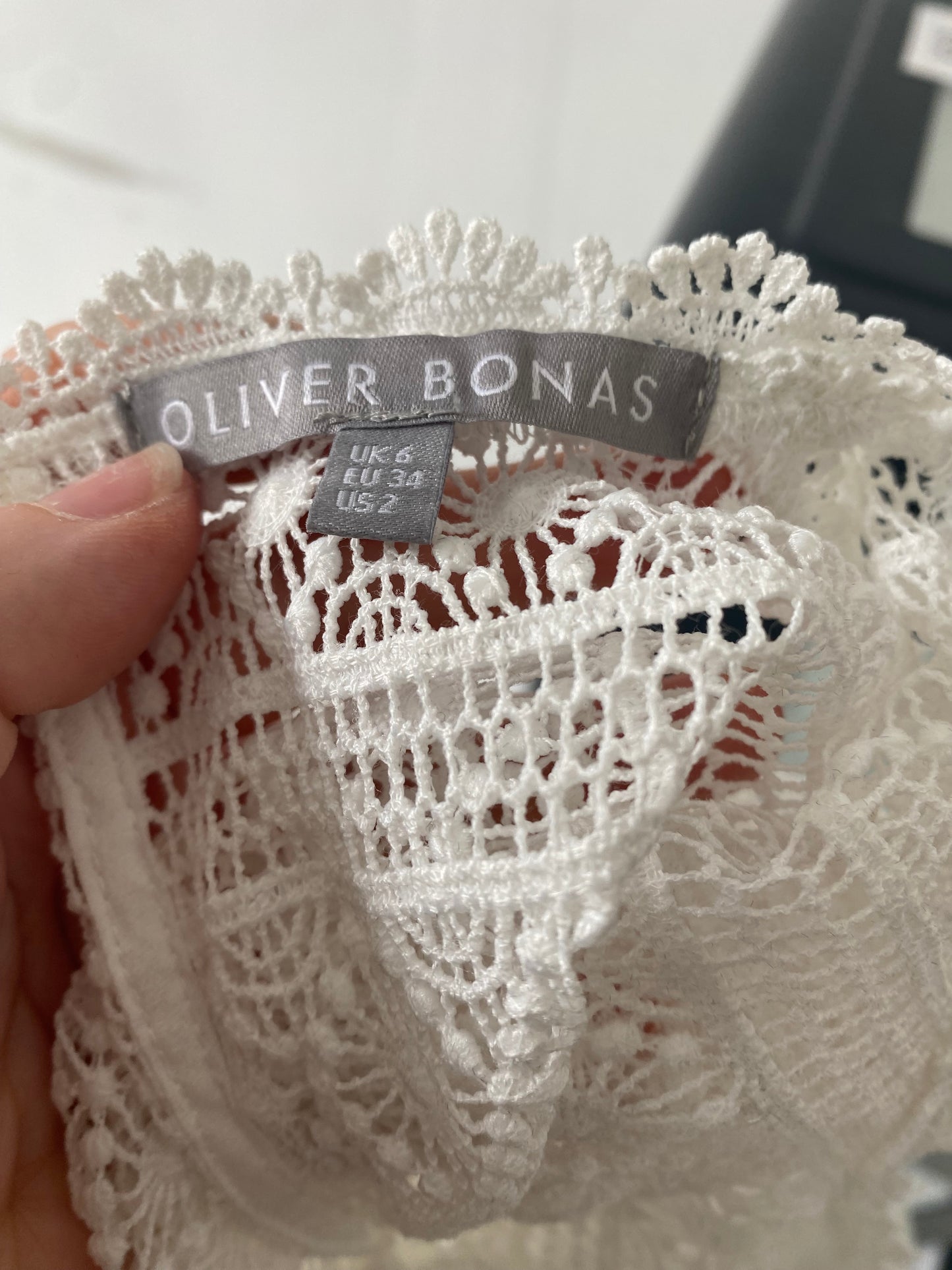 Oliver Bonas White Lace Top Size 6