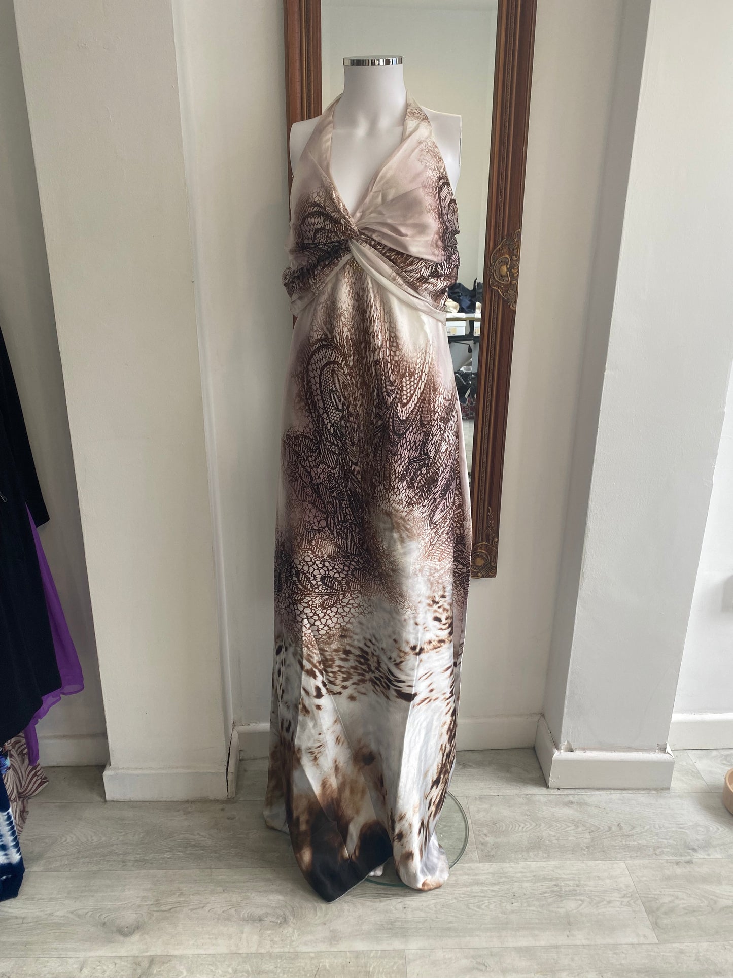 Roberto Cavalli Pattered Maxi Dress Size 8-10