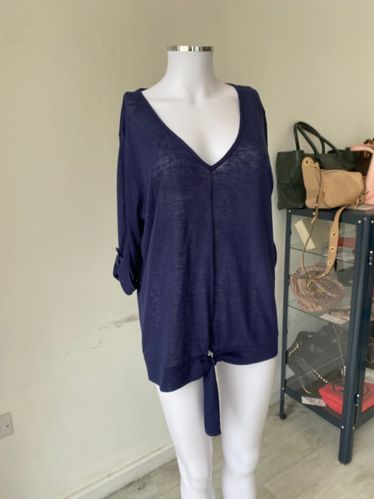 Marble Navy Linen Tank Top and Jumper Set Size Medium