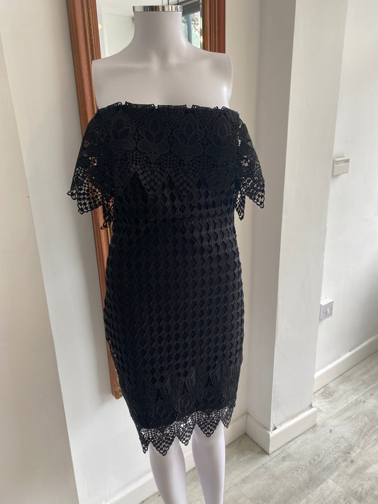 Forever Unique Black Lace Off Shoulder Dress Size 8