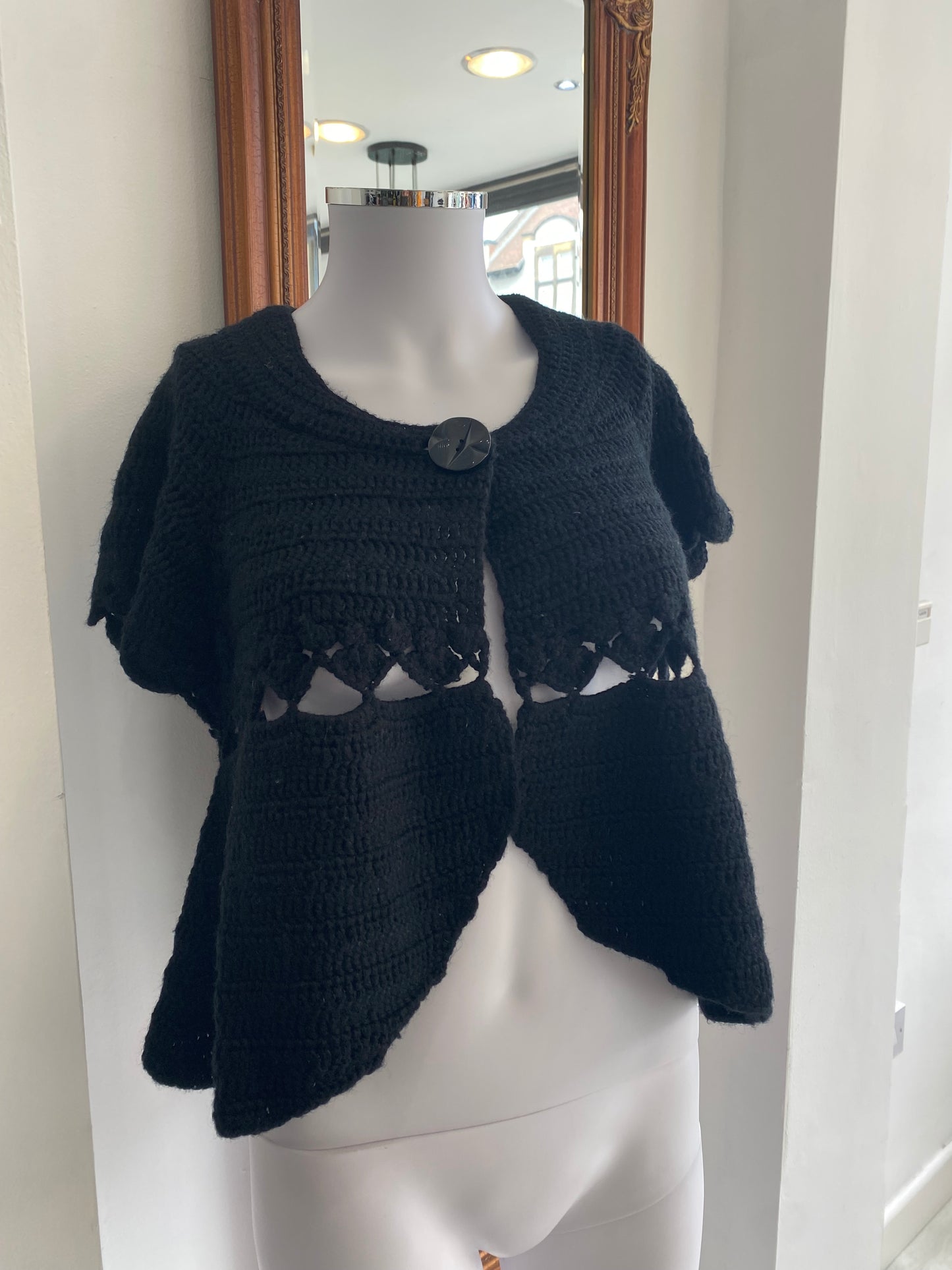 By Marlene Birger Black Knit Bolero Cardigan Size 14