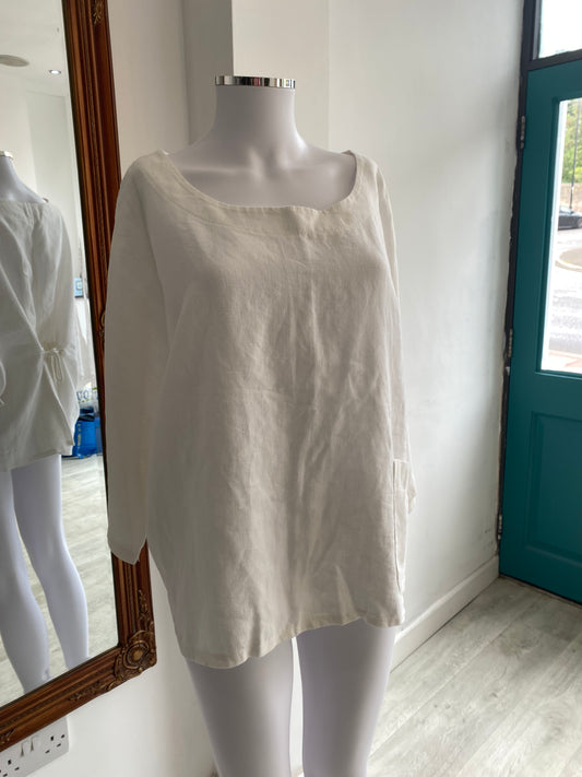 Ellamoda White Linen Top Size 12-14