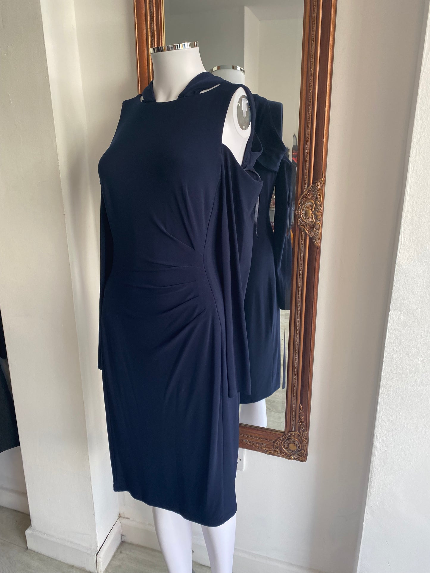 Lauren Ralph Lauren Navy Blue Cold Shoulder Dress Size 8