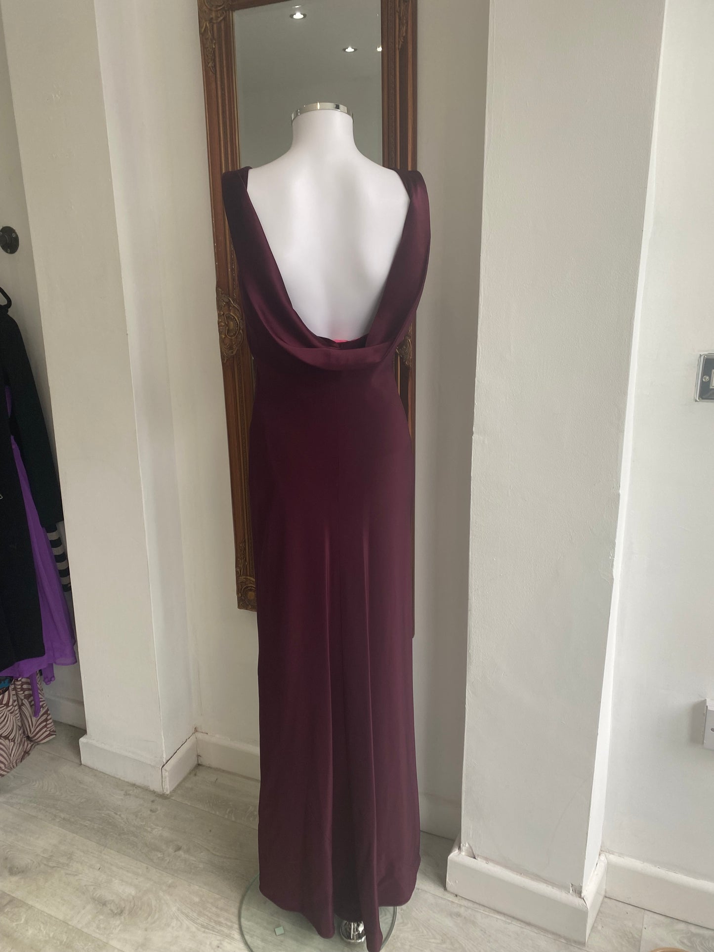 Monsoon Cowl Back Dress Maroon Size 10