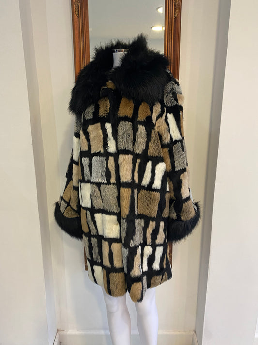 Made in Italy Faux Fur Patterned Coat Size 8-12