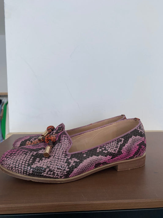 Moda in Pelle Pink Snakeskin Loafers Size 6