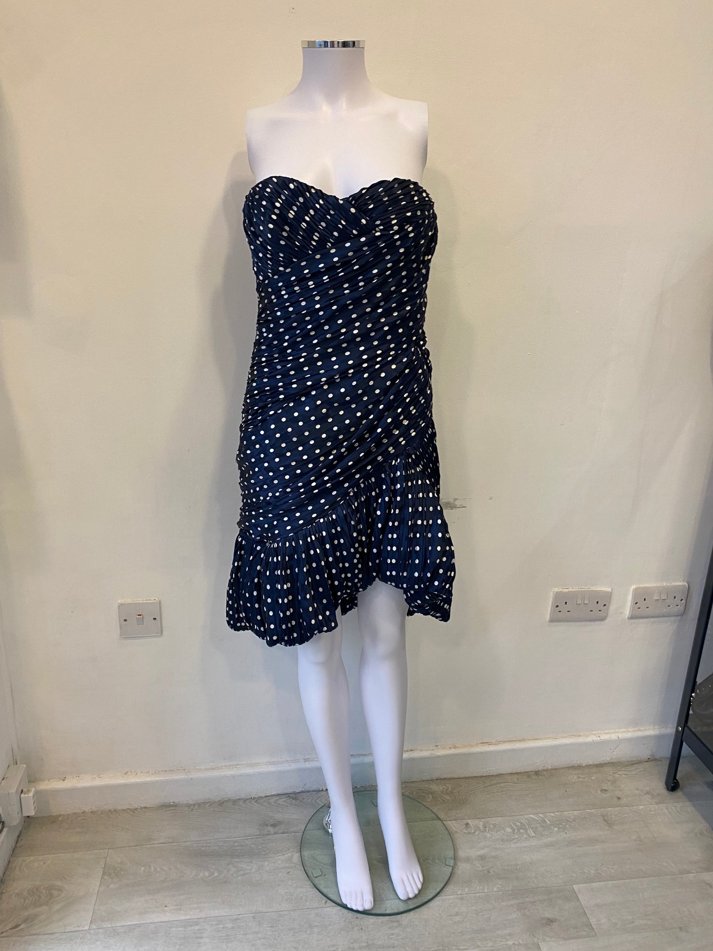 Tory Burch Strapless Navy Spot Dress Size 12