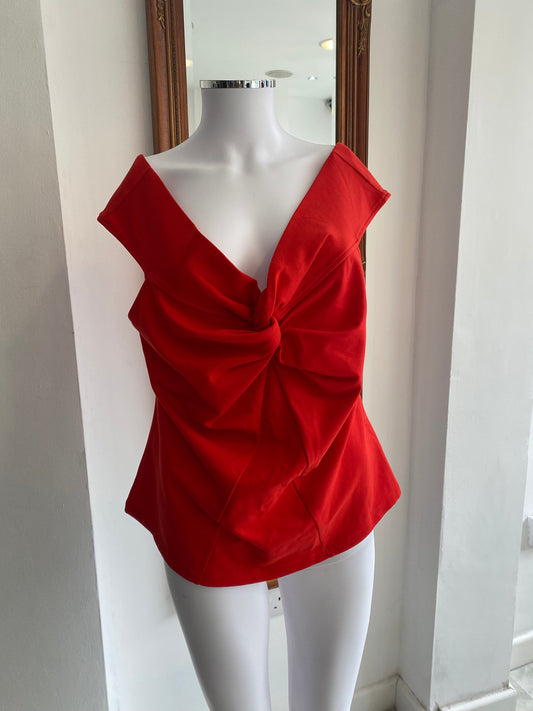 Karen Millen Coral Top with Bow Size 16